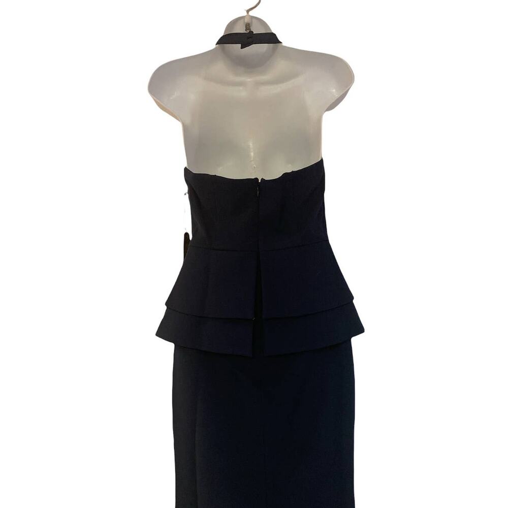 Vince Camuto Peplum Fluted Halter Gown Navy Formal Maxi Prom MOB Black Tie Dress - Picture 9 of 11